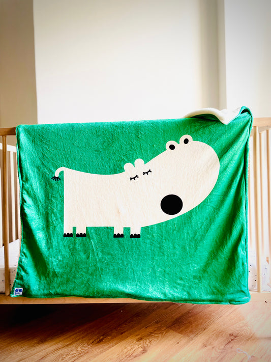 Burpy Hippo Baby Blanket - Green